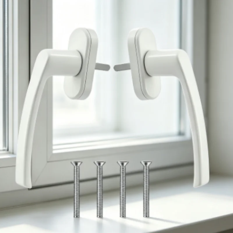 White Anti-Slip Sliding Window Handle Durable Alloy Plastic Steel Door Window Lock Hardware Home Improvement Accessories Kit
