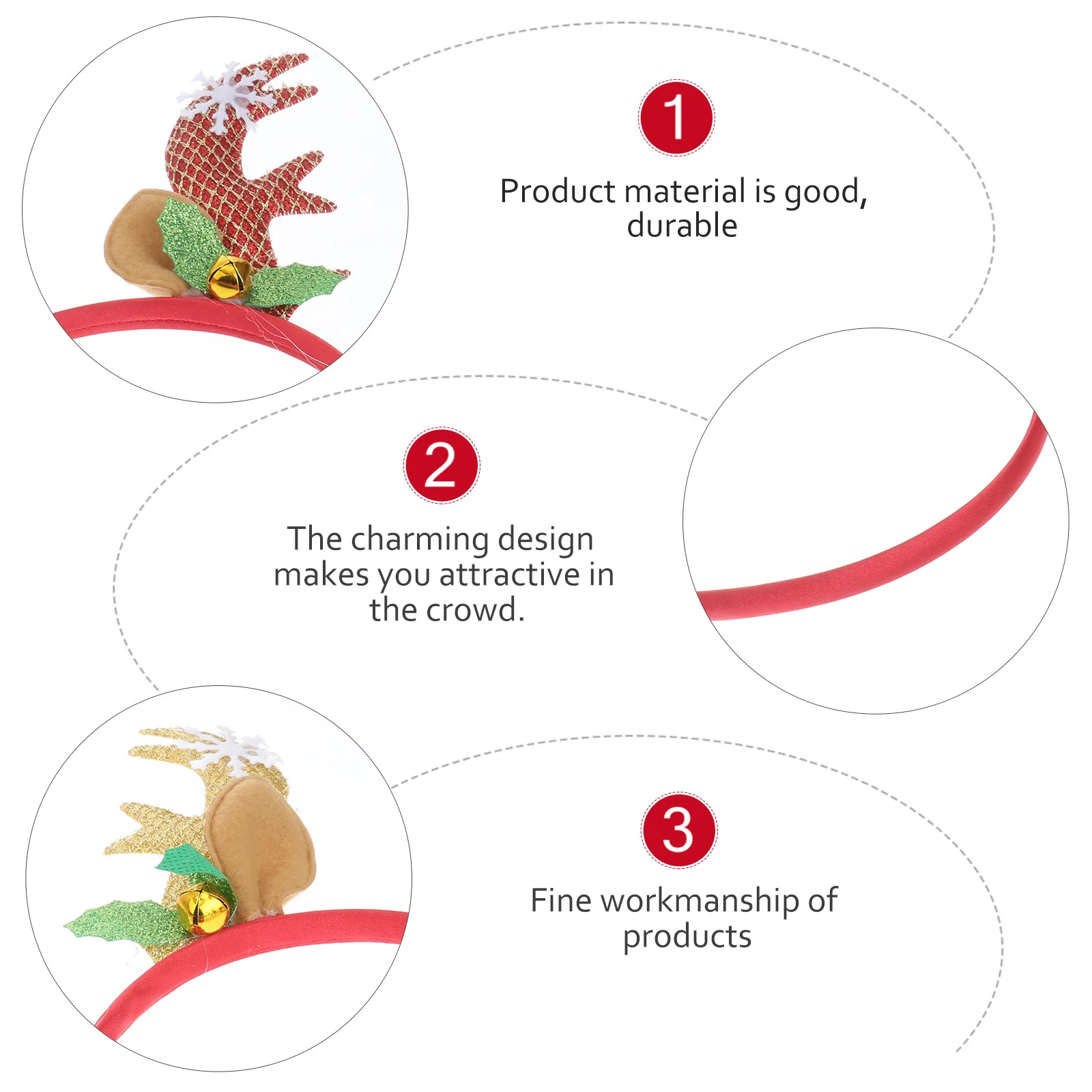 

2Pcs Christmas Antler Headbands Deer Hair Hoops Cute Comfortable Party Cosplay Holiday Gifts for Women