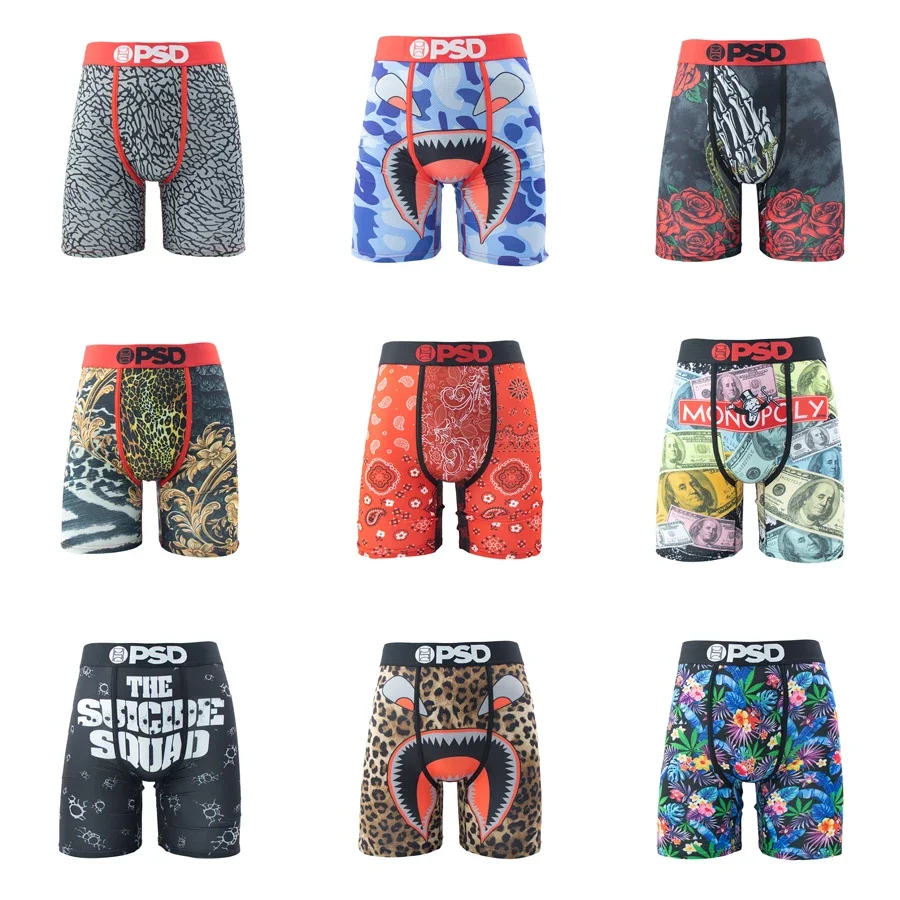 

Men Underwear Breathable Mesh Crotch Man Swimming Boxer Underpants Print Men's Panties Plus Size Panties L-2XL Men Boxer Briefs