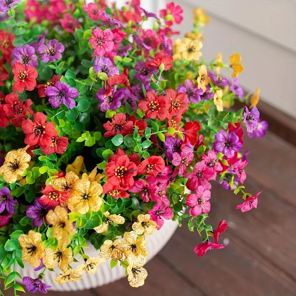 

48 Bundles Artificial Plant Flowers, Faux Silky Colorful Mix Daisy Realistic for Porch Patio Home Window Box Yard Garden Planter