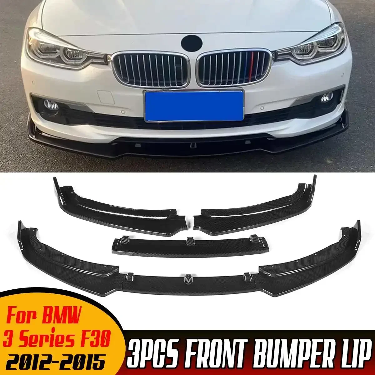 3x Car Front Bumper Lip Diffuser Splitter Spoiler Protector Cover For BMW 3 Series F30 F35 2012-2015 Front Bumper Chin Body Kits