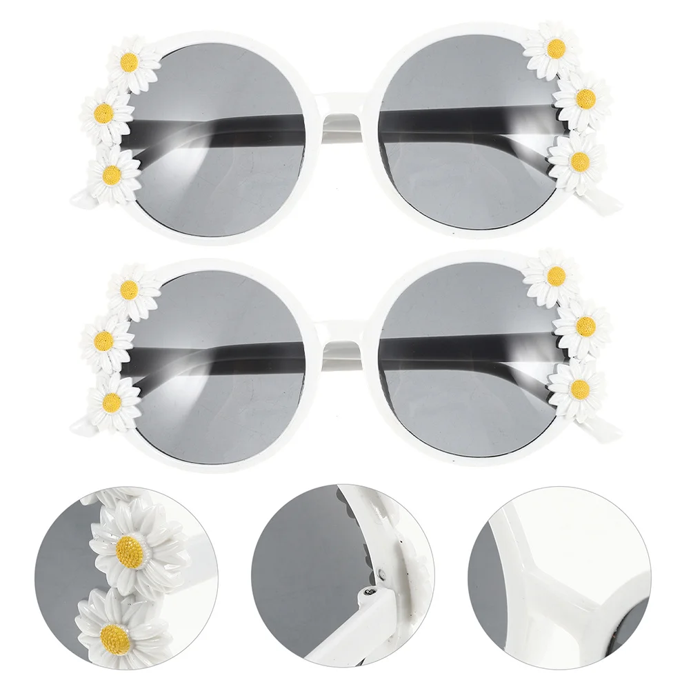 

2pcs Flower Sunglasses Sunflower Daisy Shades For Women Summer Beach Party Festival Eyewear Props Hawaiian Accessories