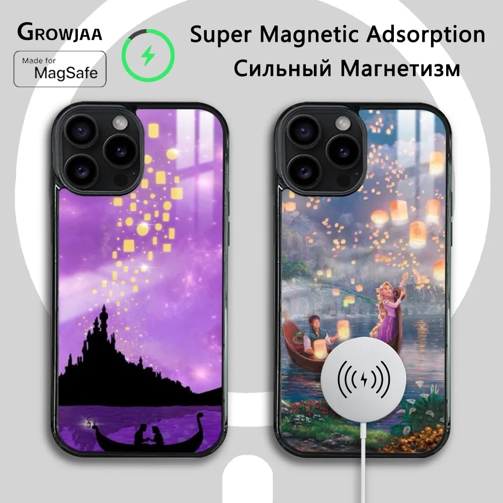 Movie Tangled Rapunzel Phone Case For iPhone 16 15 14 13 12 11 Pro Max Plus Mini Magsafe Mirror Wireless Magnetic Cover