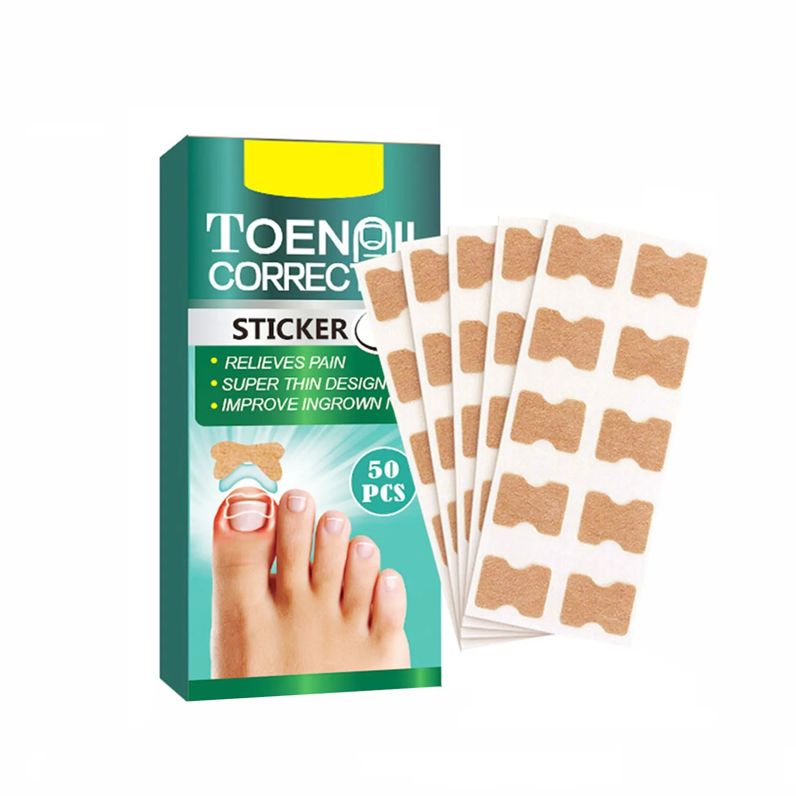 

Ingrown Toenail Correction Stickers Hands And Feet Soft Nail Inlaid Nail Thickening Bright Nail Furrow Gray Nail Care Patch 50pc
