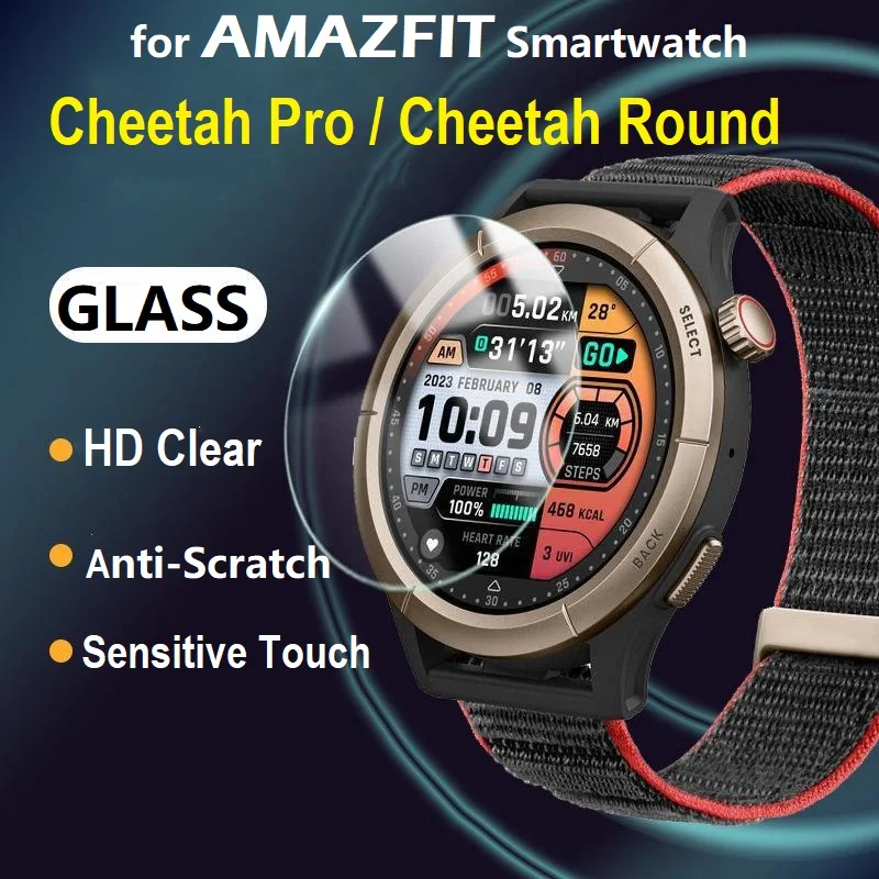 5 قطع واقي شاشة للساعة الذكية لفيلم AMAZFIT Cheetah Round / Cheetah Pro من الزجاج المقسى