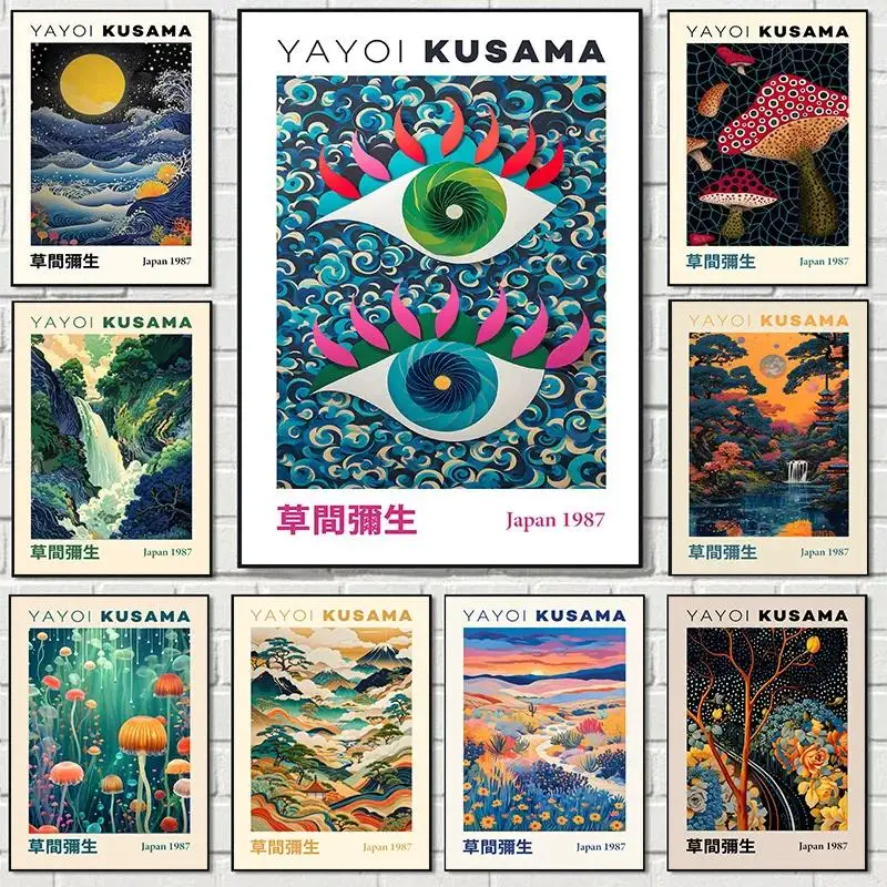 Yayoi Kusama Canvas Painting Japanese Abstract Artwork Posters Prints Wall Art Living Room Home Decor