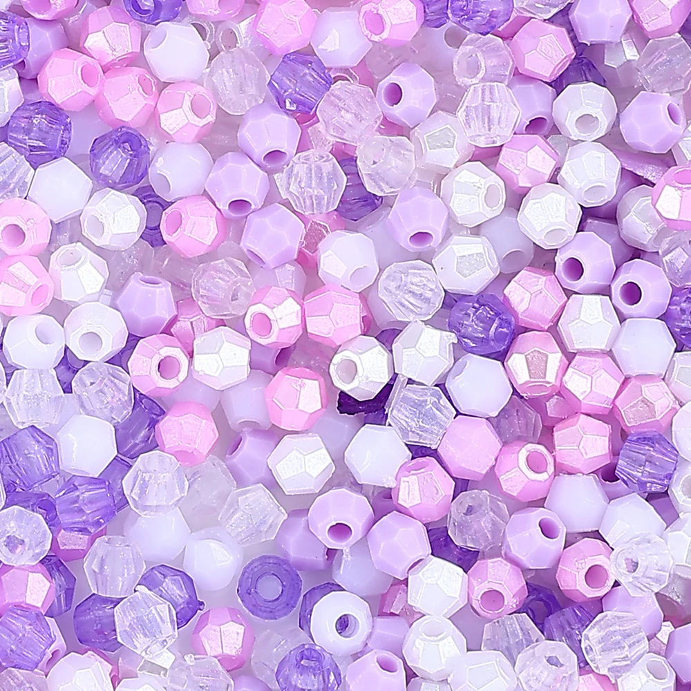 500 Stück 4mm Acrylperlen in verschiedenen Farben, winzige facettierte lose Abstandsperlen für DIY-Armbänder, Halsketten, Schmuckherstellung, Bastelzubehör – Detail 6