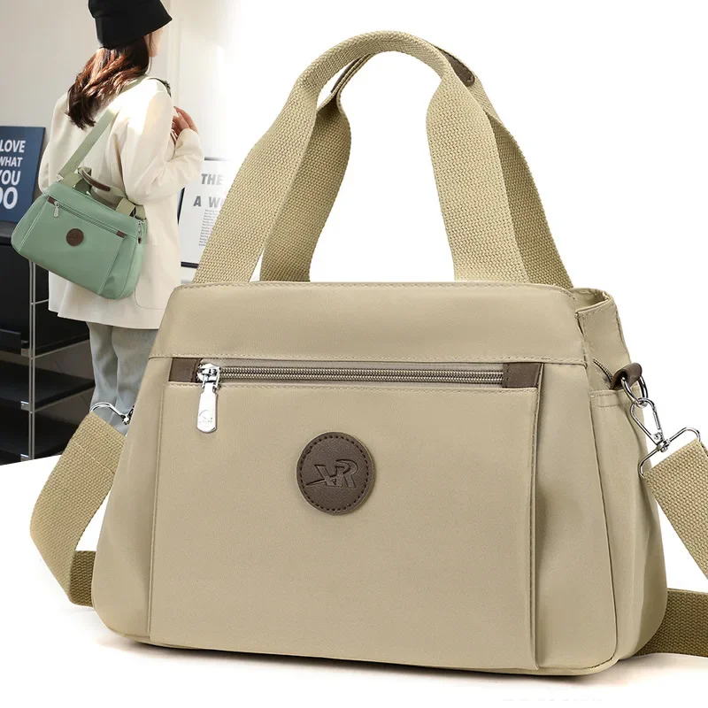 Fashion casual vintage bag women casual versatile ladies shoulder bag large capacity multi-pocket solid color crossbody