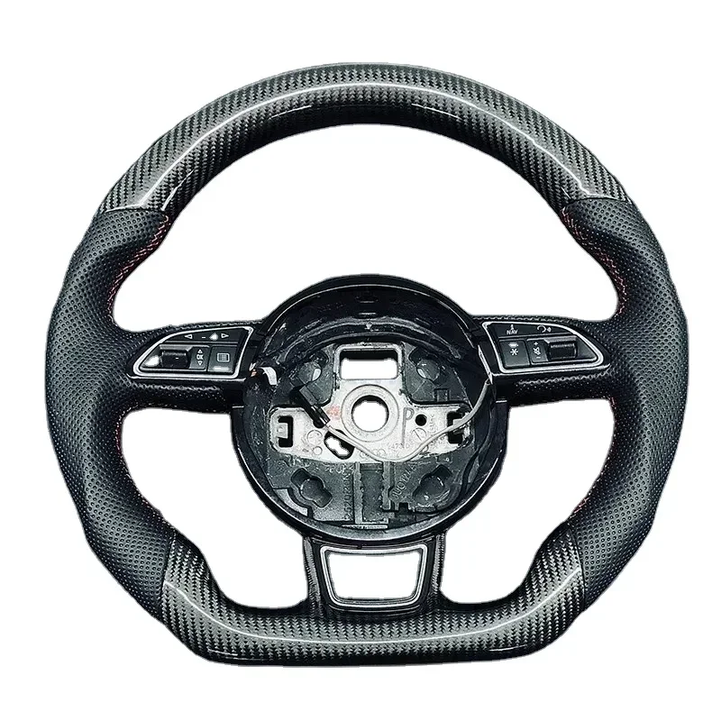 Custom Real Carbon Steering Wheel for A4 A5 B9 RS R8 2008-2021 Real Carbon Fiber Steering Wheel Racing Wheel