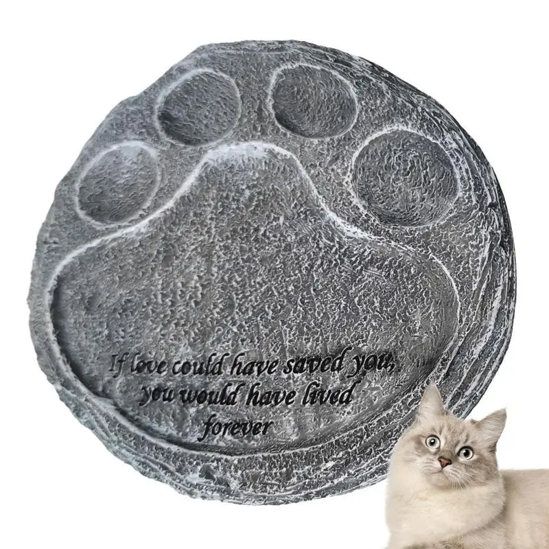 Paw Print Pet Memorial Stone Engraved Gravestone Exquisite Resin Dog Grave Stone For Loss Of Dog, Pets, Dog, Cat, Cemetery Decor