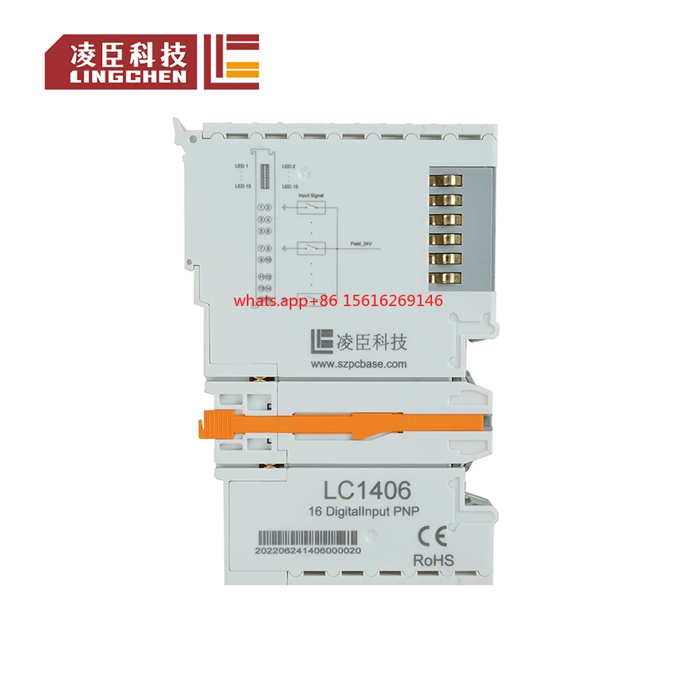 

Lingchen OEM ODM EtherCAT 16 Channel Digital Input Distributed PNP Type I/O Remote IO Module LC1406