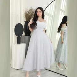 Customized Jersey Draped Pleat Cocktail Party A-line Off-the-shoulder Bespoke Occasion Gown Midi Dresses