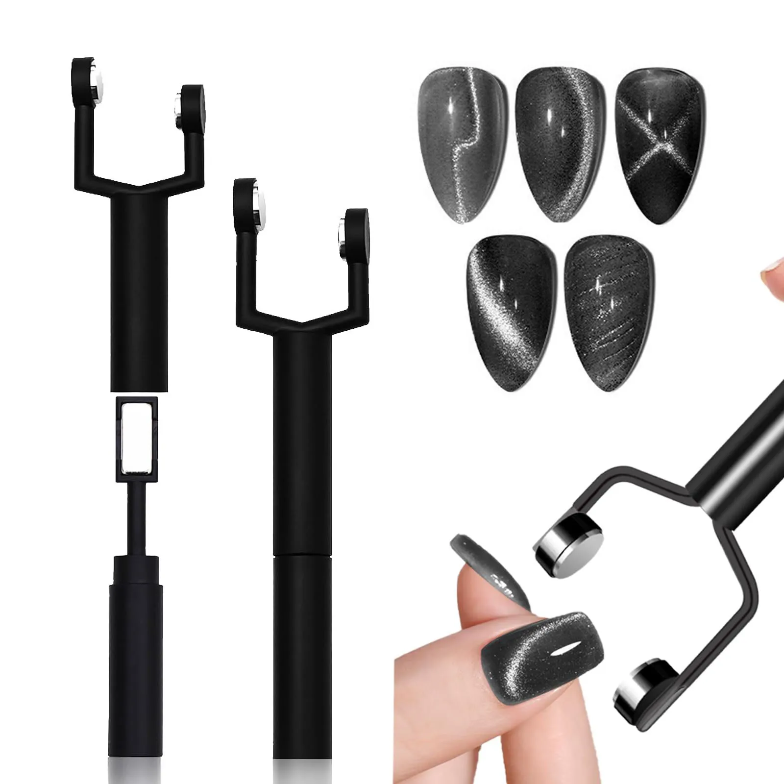 

3 в 1, двойная головка Y-образной формы, сильная сила, 3D магнитная палочка, дизайн «кошачий глаз», УФ-гель-лак для дизайна ногтей, инструмент «сделай сам», эффект маникюра, магнит