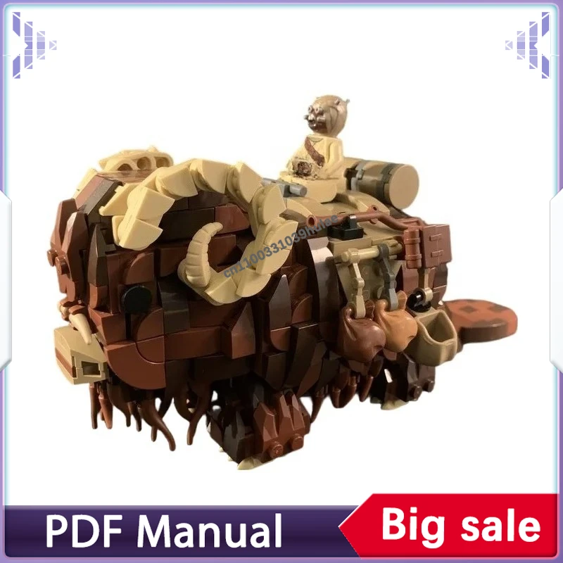 

MOC Desert Transport Beast Building Bricks, DIY Shaggy Horned Animal Mount For Sand Nomad Scene Display
