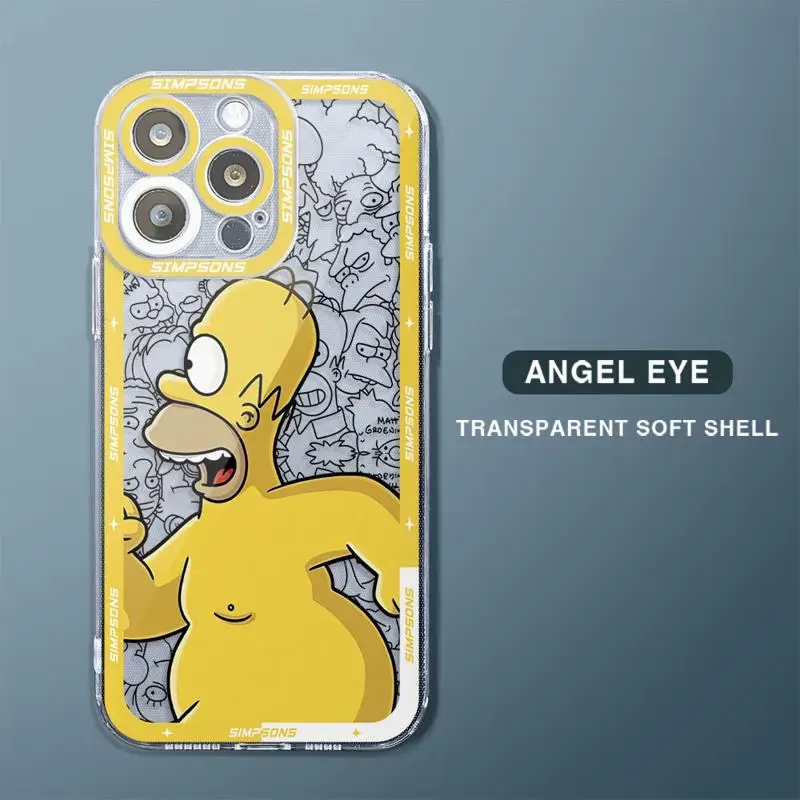 Case for Apple iPhone 11 14 15 Pro Max 13 12 Mini 7 8 Plus XR X XS 6 6S SE Clear Phone Cover Funny Cartoon Homer Simpson Family