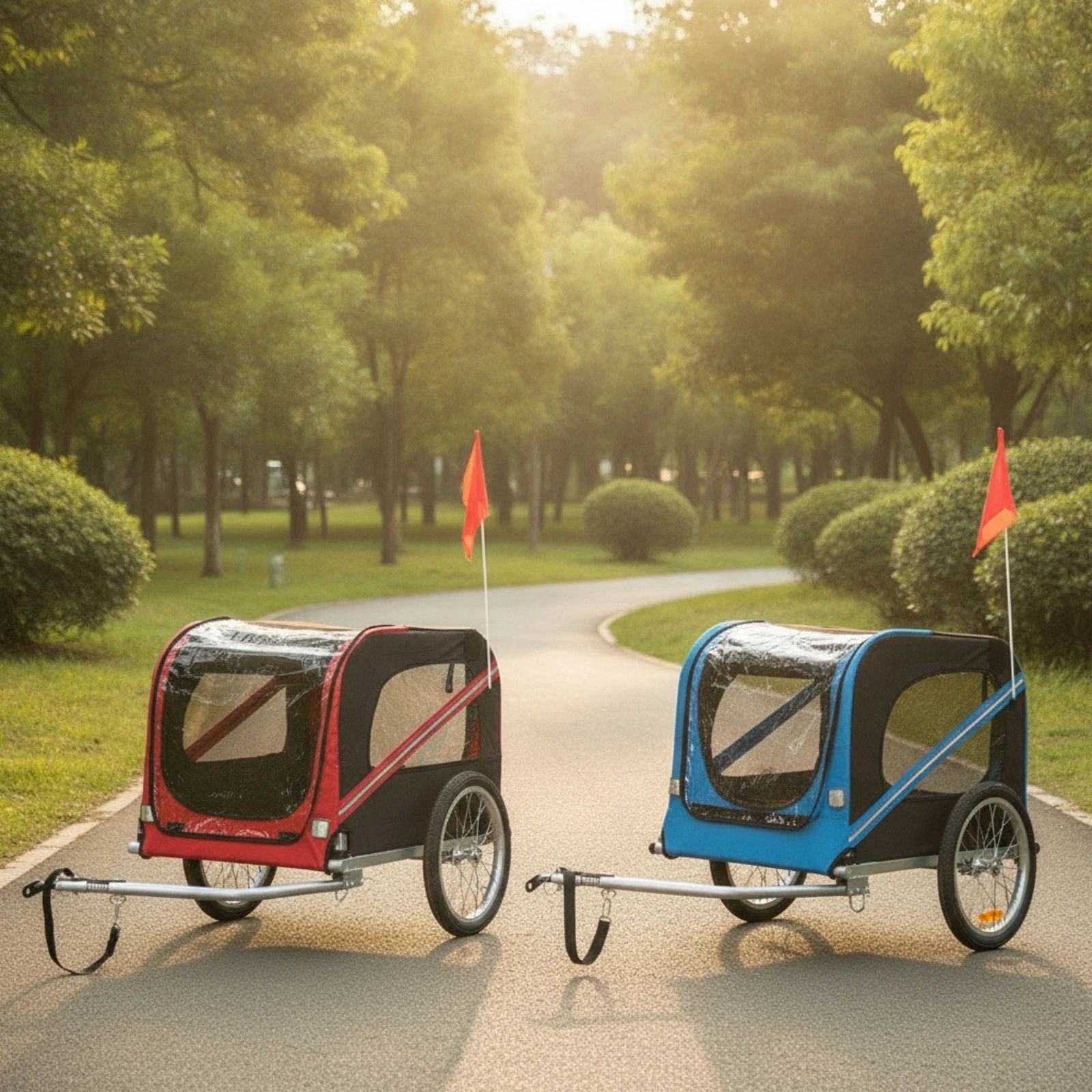 Dog Bike Trailer Ventilated Pet Bike Trailer Pet Carrier with Towing Arm Reflective Weather-Resistant for Cyclists