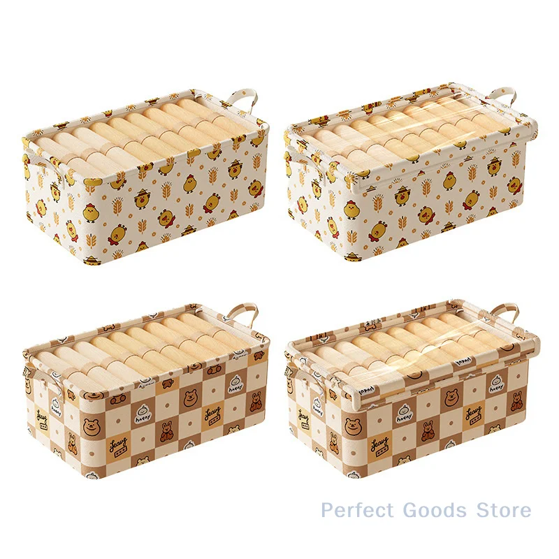 Caja de almacenamiento de ropa con marco de acero de oso de dibujos animados, cesta de almacenamiento para dormitorio, armario, caja de almacenamiento de tela para ropa, nuevo