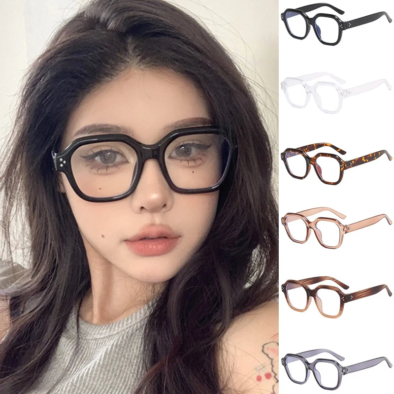 Retro Square Frame Eyeglass Women Leopard Computer Reading Glasses Clear Blue Light Blocking Eyewears Vintage Decorative Goggles