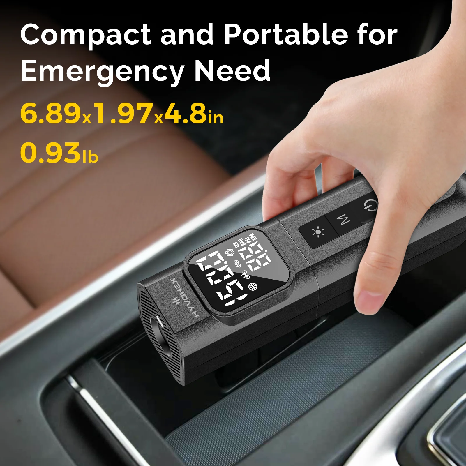 HYVOHEX C1 Tragbarer kabelgebundener Luftkompressor, 100 % Arbeitszyklus, schnelles Aufpumpen, Reifenfüllpumpe für Auto, Motorrad, Fahrrad