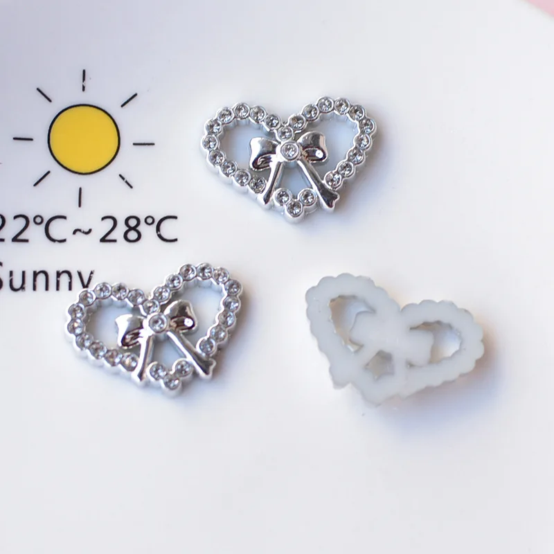 10 pçs doce legal prateado coelho urso borboleta gravata borboleta estrela de cinco pontas oco para fora acessórios de amor lixo caso de telefone peças diy