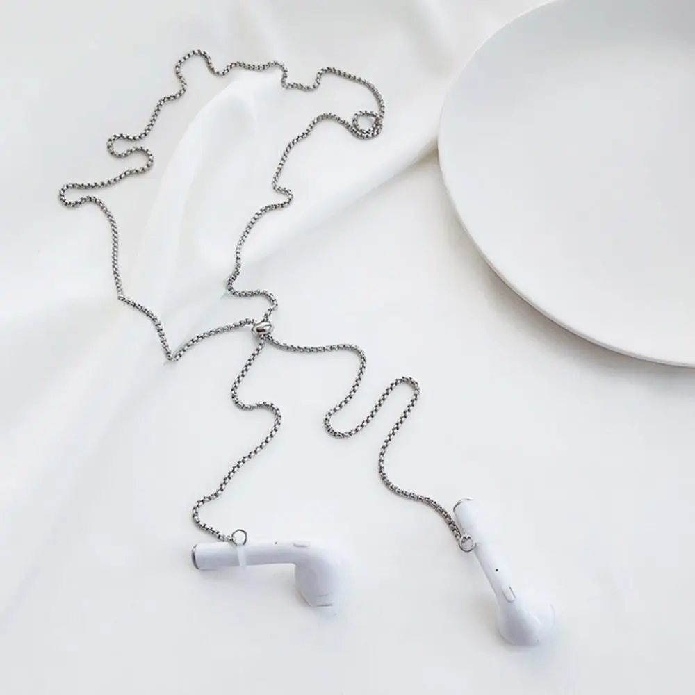 Stainless Steel Anti-lost Earphone Chain Protection Chain Holder Clips Bluetooth Earphone Holders Universal Ear Hanging