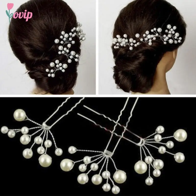 

2styles Crystal Pearl Hairpins Women Lady Hair Clips Hairclip Hair Flowers Brides Wedding Hair Accessories Headdress Headwear