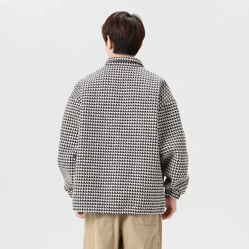 ฤดูใบไม้ร่วงผู้ชายสีดําและสีขาวเสื้อแขนยาว 2024 ใหม่แฟชั่นสบายๆเสื้อด้านนอกสีอบอุ่นชายแบรนด์เสื้อผ้า Tops