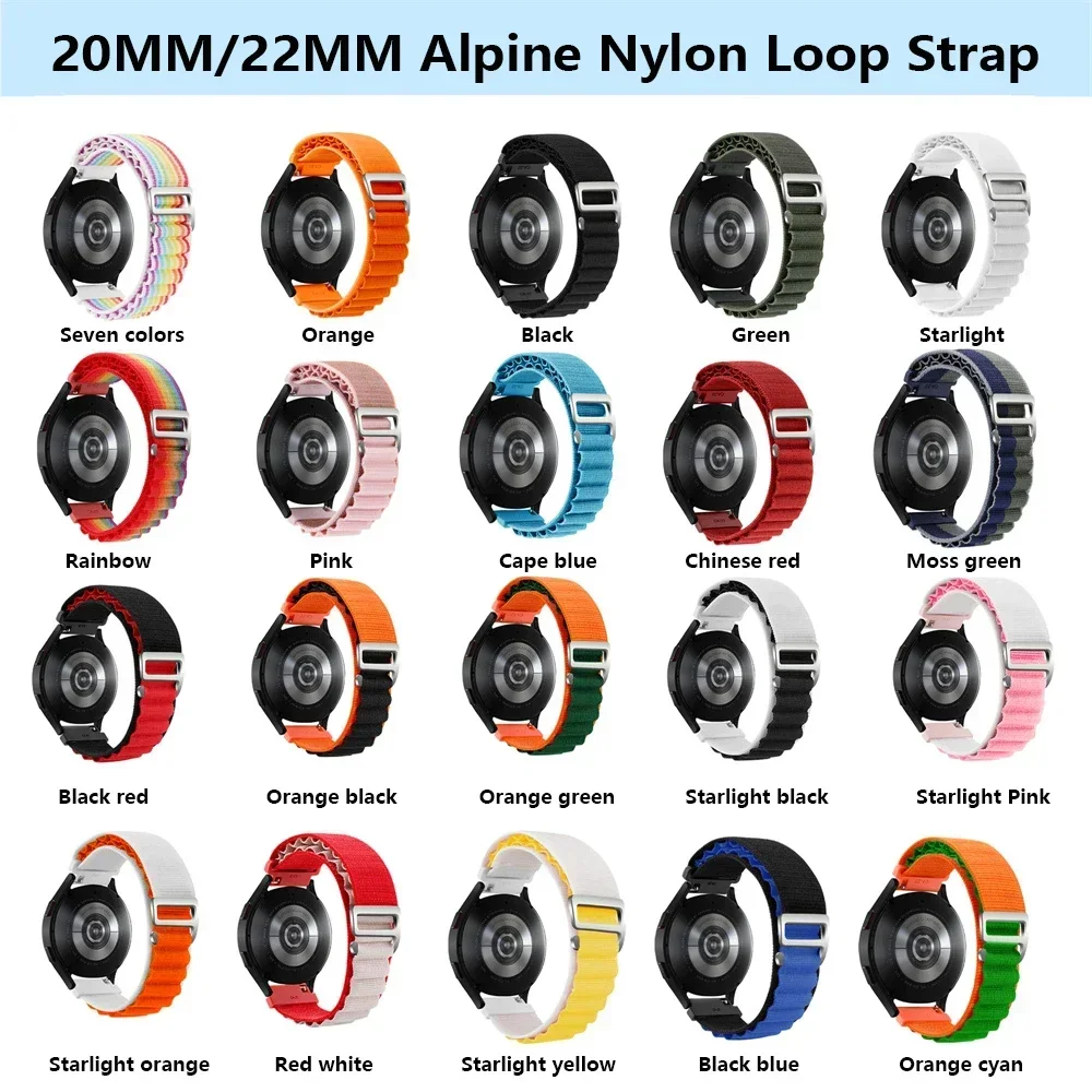 Cinturino ad anello alpino da 22 mm per Xiaomi MI Watch S1 Active / Color 2 cinturino sportivo in nylon mi watch S2 42MM 46MM cinturino