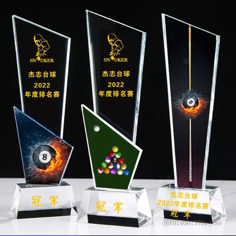 Resin Metal Crystal Trophy, Custom Black Eight, Sports Awards Collection, Home Decoration, Billiards Sculpture Trophy, 1Pc