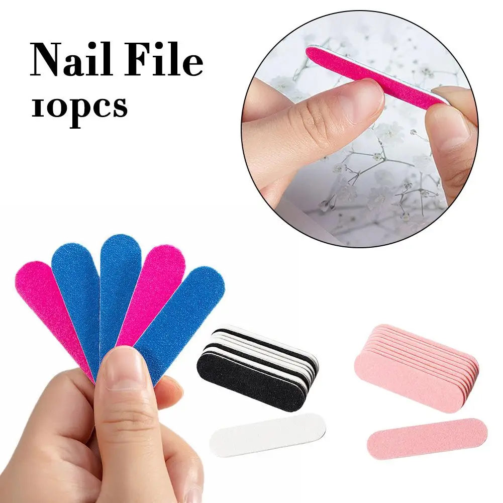 10pcs Mini Sponge Nail File Colorful Nail Buffer Double Buffer Sanding Cuticle Manicure Sided Files Pedicure Remover K9F4