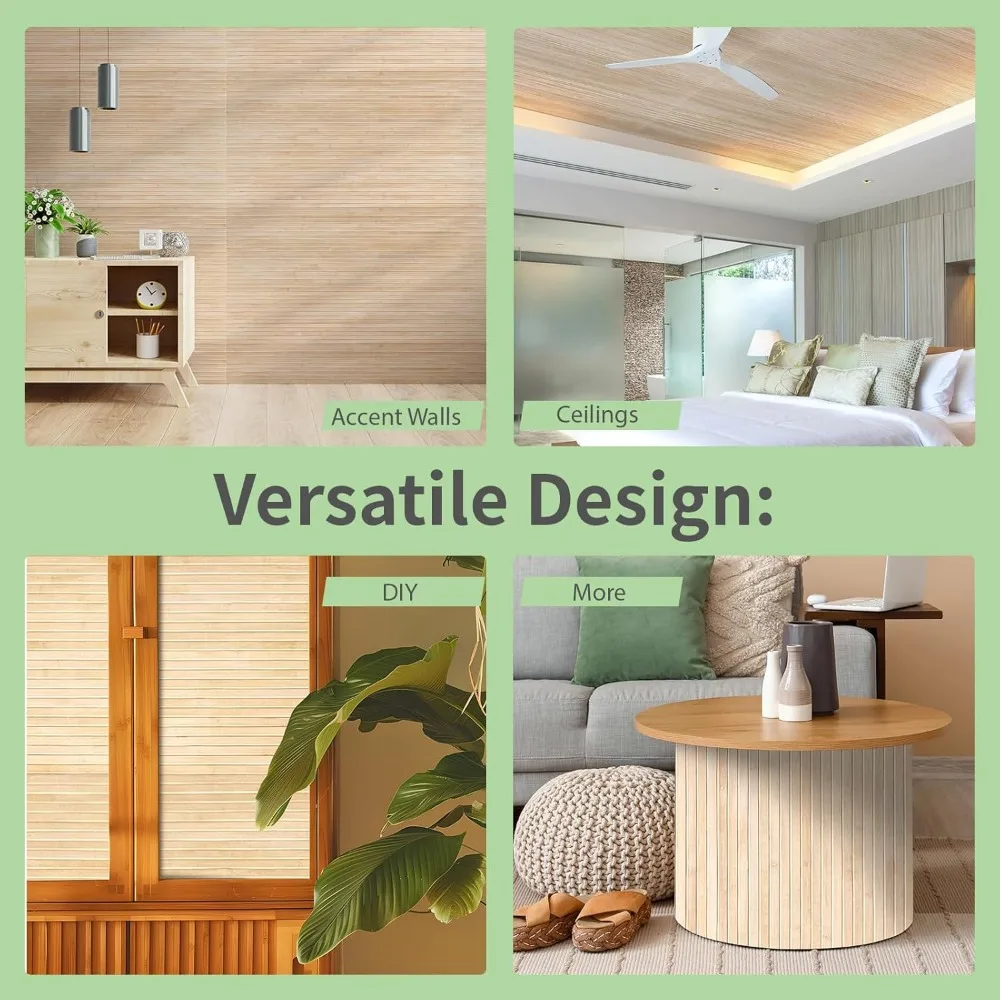 Panneau mural en bambou naturel 48x96 pouces, pour décoration murale intérieure, panneaux de revêtement mural d'enveloppe de poteau Flexible