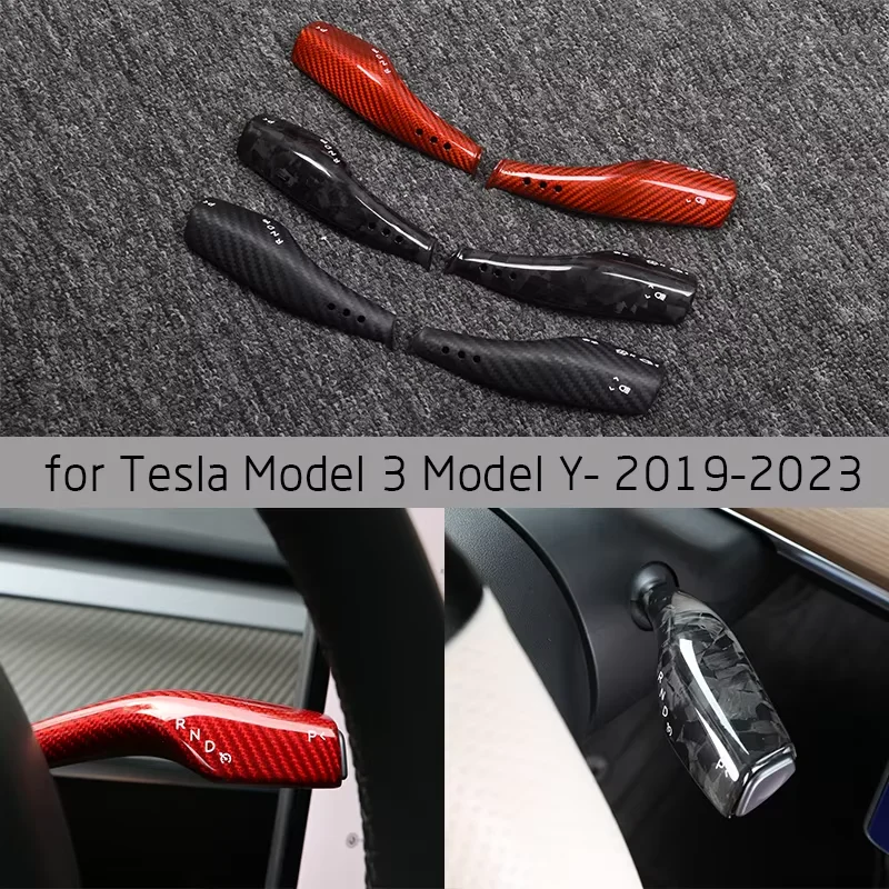 

For Tesla Model3 model Y2017- 2023 Car Turn Signal Wiper Switch Handle Embedded Cover Car Carbon Fiber Beautifying Interior Trim