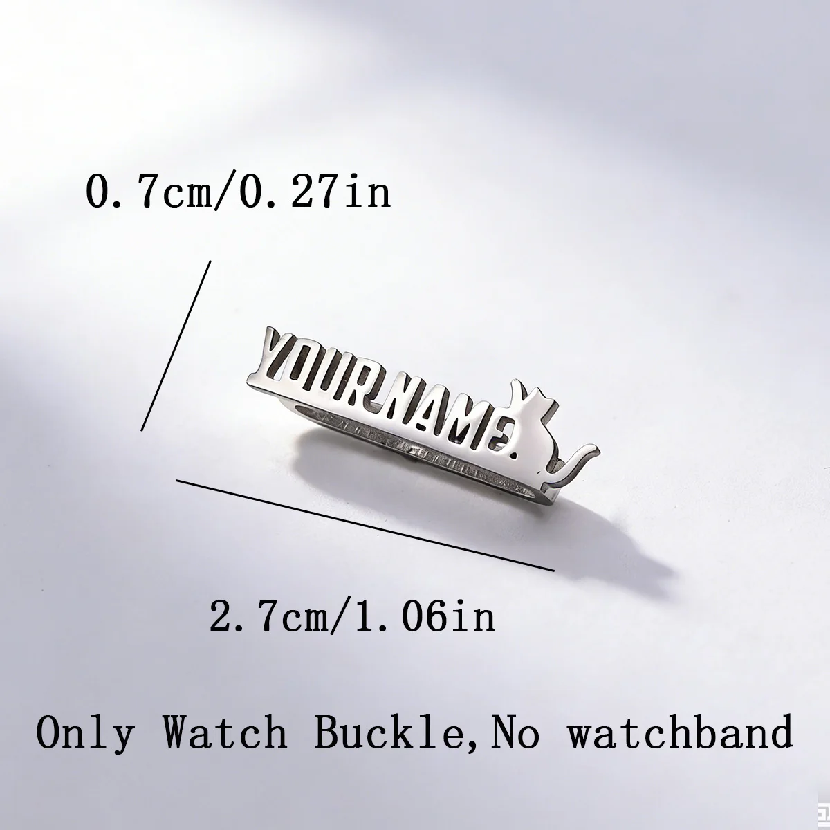 Chandler  Custom Name Cat Decorative Ring Stainless Steel Watch Band Charms, Smart Watch Silicone Strap Jewelry Accessories view 6