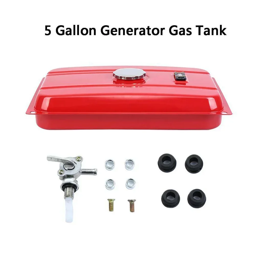 5 Gallon 51cm Generator Fuel Tank UniversalIy Gas Tank With Chrome Cap Gauge Petcock Valve Fits EC2500