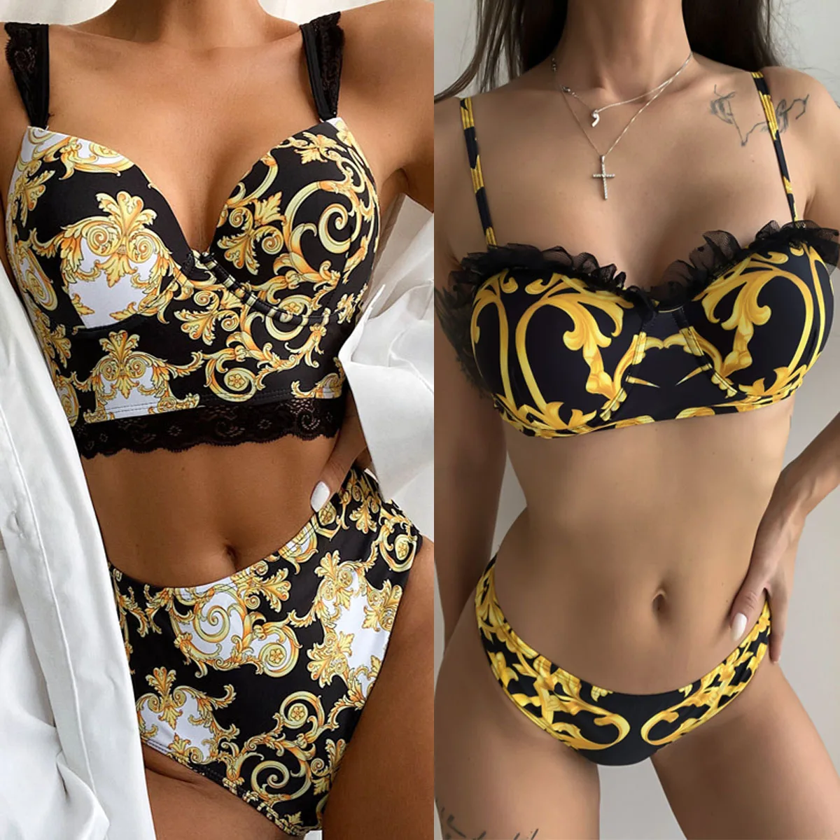 Push Up Bikinis 2023 Bikini Set High Waist Swimwear Women Swimsuit Female Swimming Suit Bathing Suit Print Biquini Bikini Set