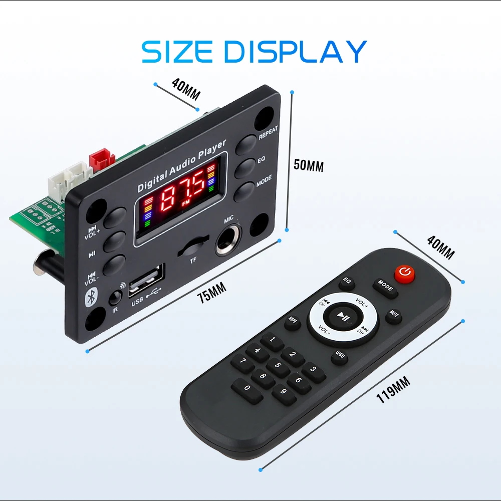 بلوتوث 5.0 MP3 فك مجلس 2*25 واط 50 واط مكبر للصوت مشغل الصوت 12 فولت لتقوم بها بنفسك مشغل MP3 سيارة راديو FM وحدة TF USB Mic سجل المكالمات