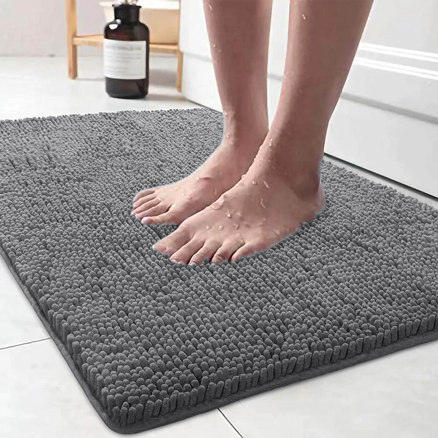 Luxury thicken Chenille Bathroom Anti Slip Bath Mat with Super Water Absorbent Bathroom Rug Entrance corridor foot mats carpet