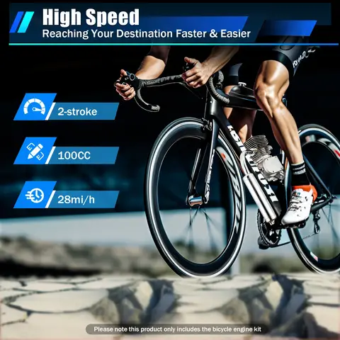 100CC Bicycle Engine Kit, 2-Stroke 44 Teeth Gas Motor for Bicycle, Motorized Bicycle Kit 45km/h Single Cylinder Air-cooling