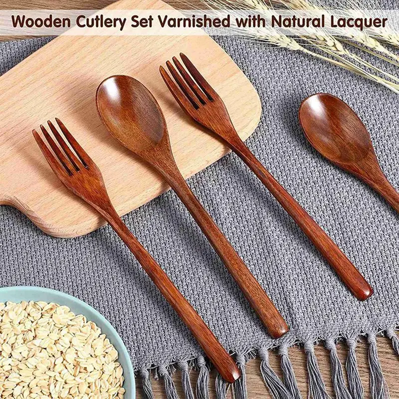 64Pcs Wooden Spoons Forks Set Including Wooden Spoons And Wooden Forks Japanese Wooden Utensil Set Reusable Handmade