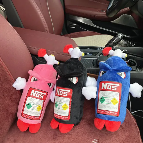 Imagen 1 del producto Nueva botella de óxido nitroso NOS, juguetes de peluche, almohada con ala, cojín suave para asiento de coche, decoración para coche, reposacabezas, respaldo, asiento, almohadas para el cuello 