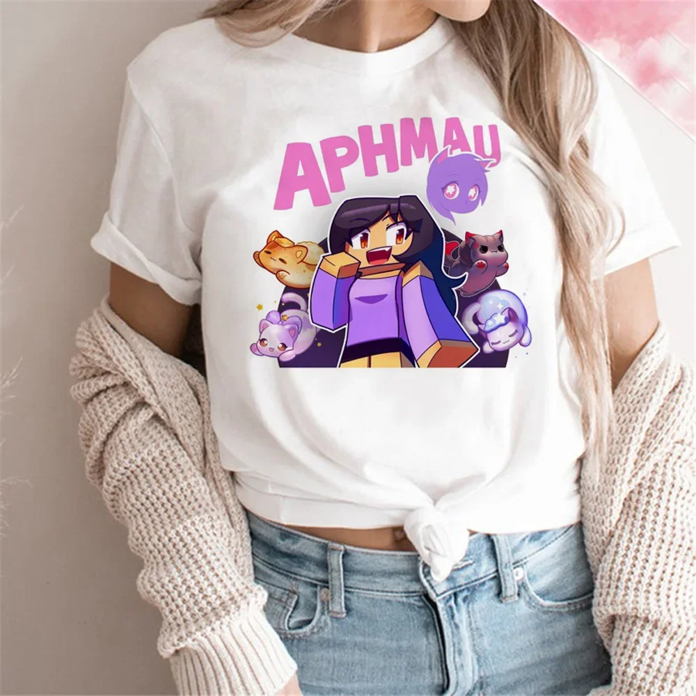 Aphmau top women anime streetwear summer Tee female manga designer 2000s clothing