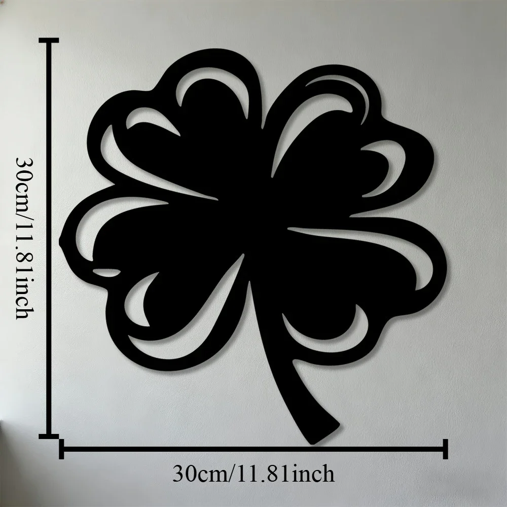 CIFBUY Wrought Iron 4-Leaf Clover Wall Art Decor, Metal Wall Hanging for Living Room Bedroom Office Game Room, Flat Panel Metal