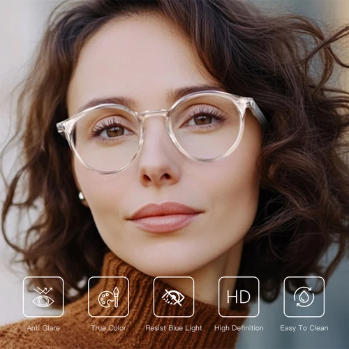 Imagen 2 del producto BLUEMOKY (talla L) gafas graduadas redondas retro para mujeres y hombres, gafas ópticas progresivas fotocromáticas de corrección médica