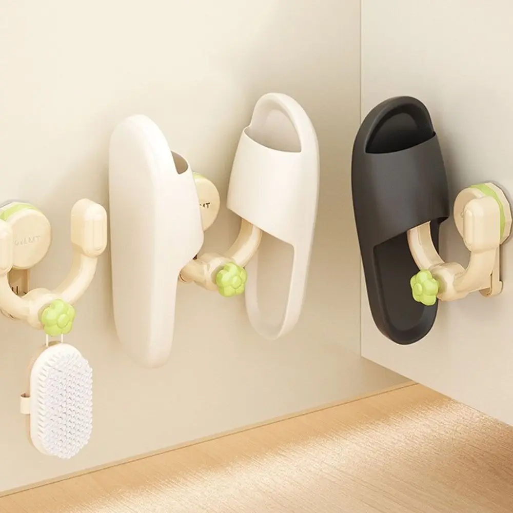 

Wall-mounted Suction Cup Slipper Rack Non Perforated Reusable Shoe Drying Organizer Strong Bearing Capacity Space-saving