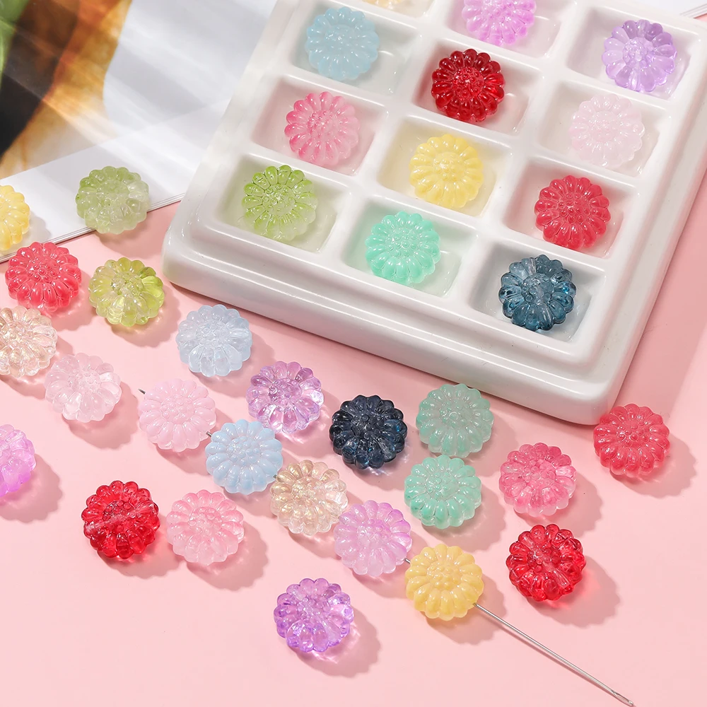 

﻿30pcs/Lot Multicolor Glass Beads Little Daisy Shape Loose Spacer Beadsfor Jewelry Making DIY Bracelet Necklace Accessories