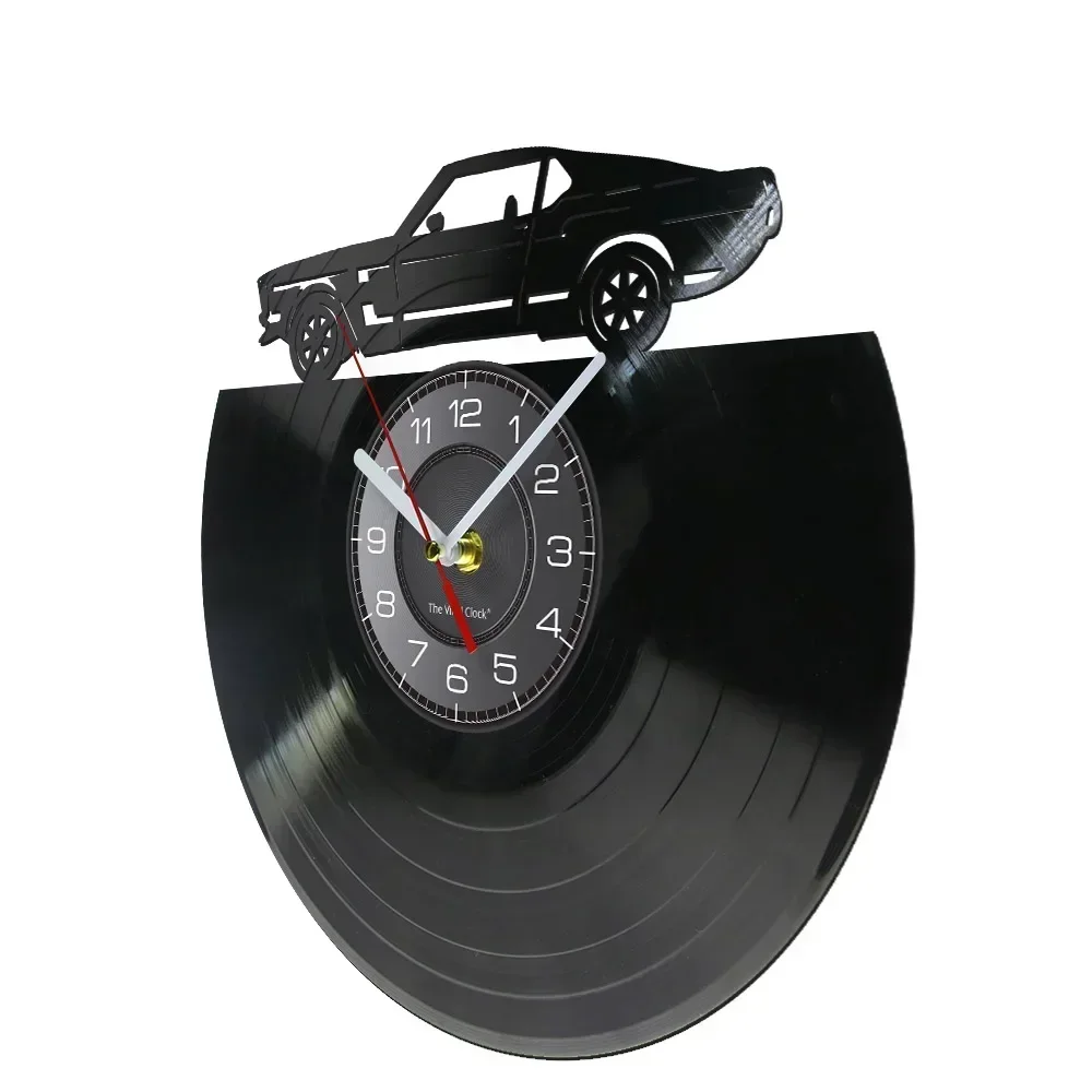 Retro Classic Cars Wall Art Vinyl Record LP Wall Clock Transportation Wall Art Automobile Silent Movement Clock Man Cave Decor