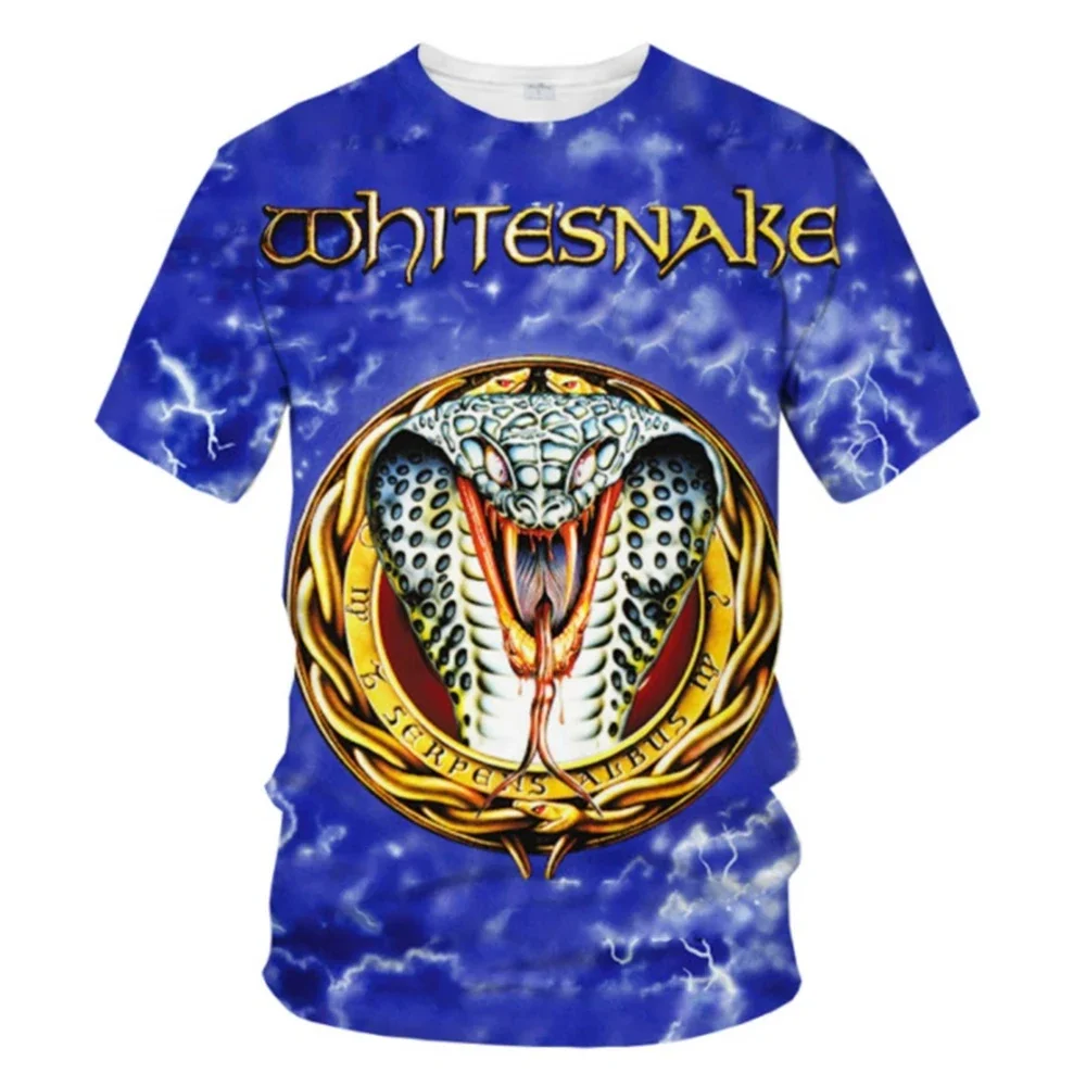 

New Summer Hot Sale Whitesnake Men's/women's Fashion 3D Printing T-shirt Short-sleeved Tops