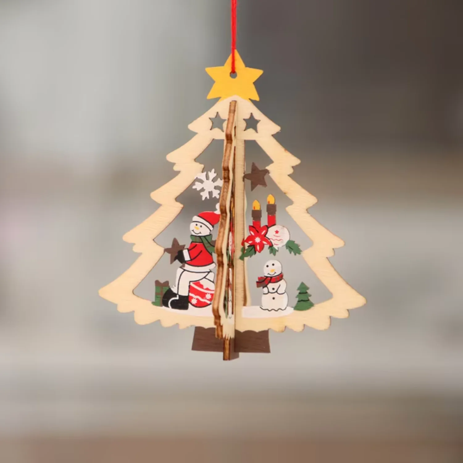 Wooden Christmas Tree Ornaments, Hollow Out Pendant, Hot Selling