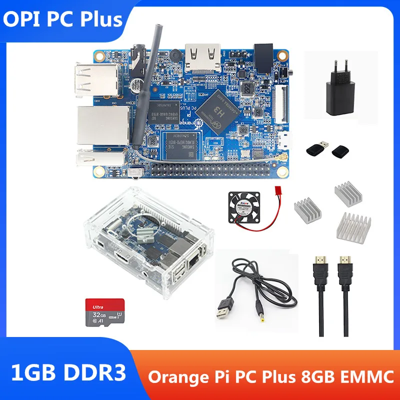 

Orange Pi PC Plus with 8GB Emmc Flash 1GB RAM Mini Open-Source Single Board Support 100M Ethernet Port Wifi Camera Hdmi IR MIC