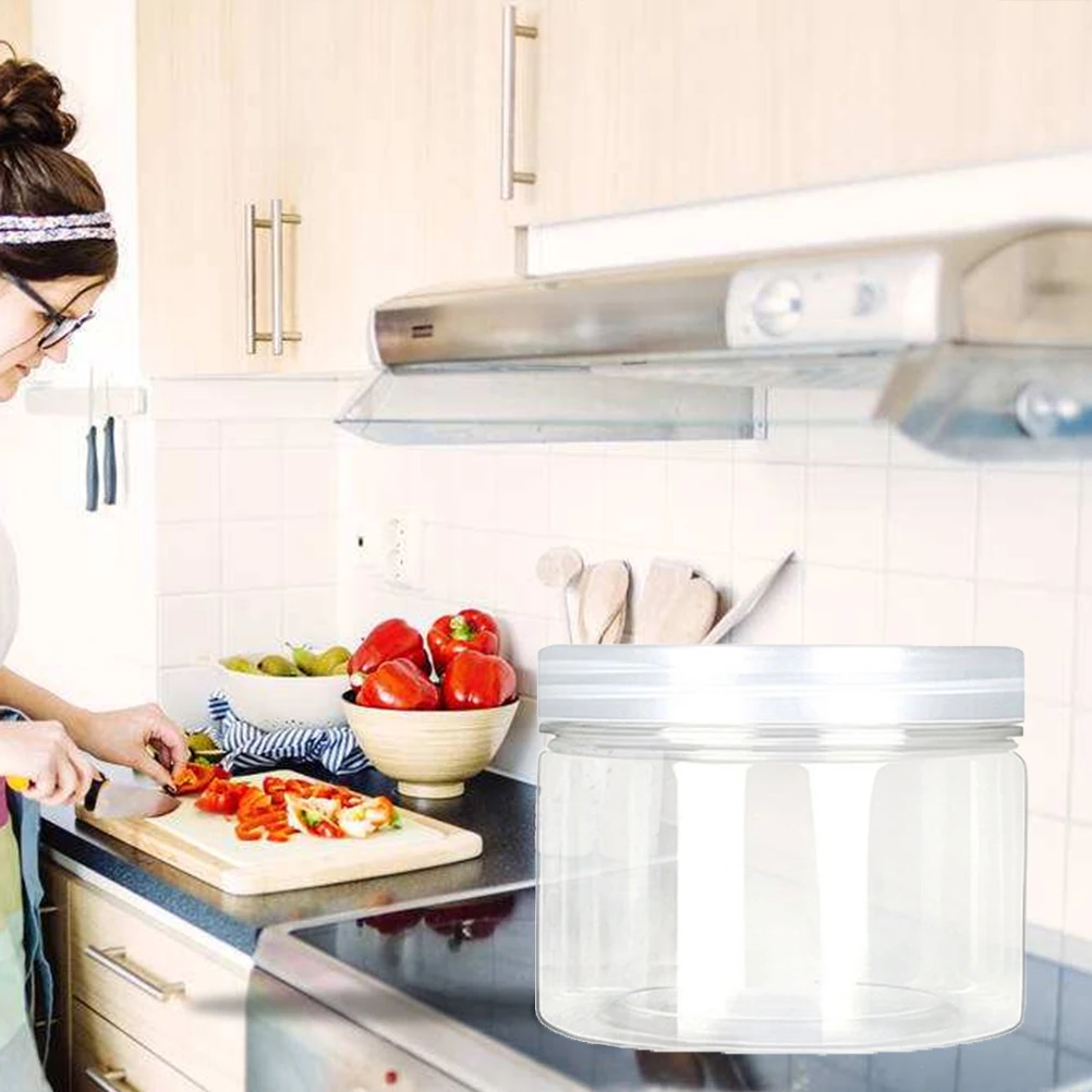 

5pcs Food Storage 290Ml Bpa-Free Clear Plastic Containers White Airtight Favor Jars For Diy Clay Ingredients Crafts 8.5X6X6.5Cm